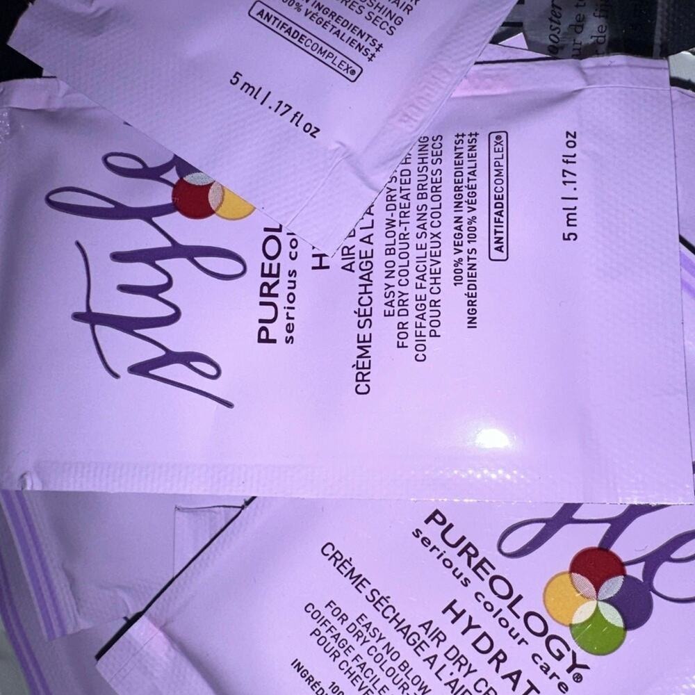 Pureology Hydrate Air Dry Cream 8 Sample Packets Travel Size hair care leave in